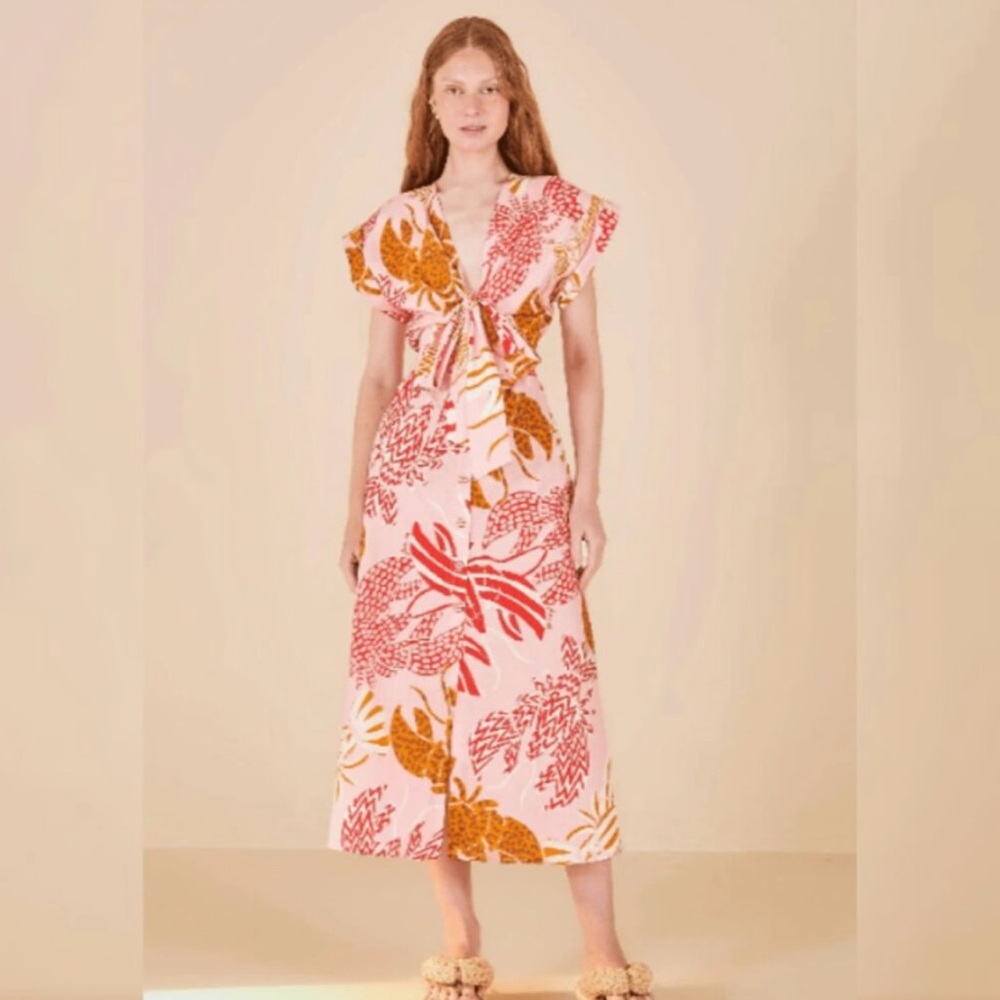 FARM Rio Mixed Lobster Midi Dress Sz Small New with Tags